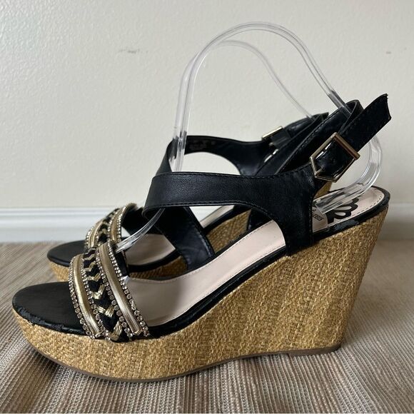 Fergalicious Black and Tan Wedge Sandals - Picture 3 of 16